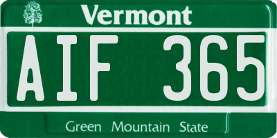 VT license plate AIF365