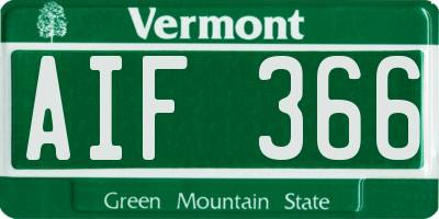 VT license plate AIF366