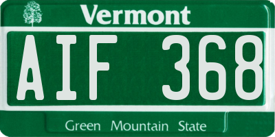 VT license plate AIF368