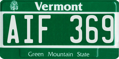 VT license plate AIF369