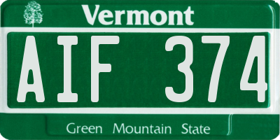 VT license plate AIF374