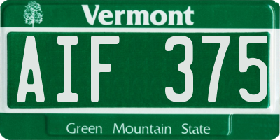 VT license plate AIF375