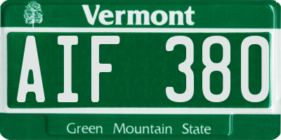 VT license plate AIF380