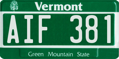 VT license plate AIF381