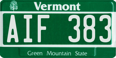 VT license plate AIF383