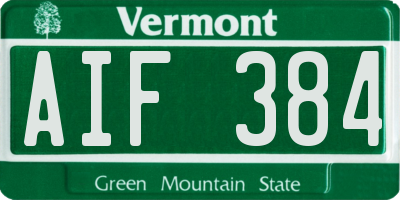 VT license plate AIF384