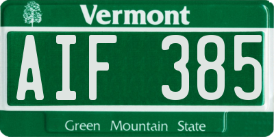 VT license plate AIF385