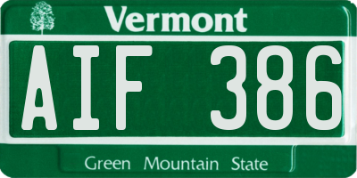 VT license plate AIF386