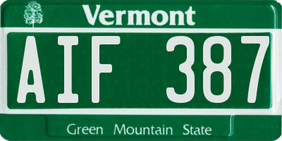 VT license plate AIF387