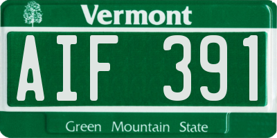 VT license plate AIF391