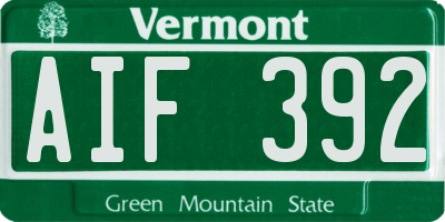 VT license plate AIF392