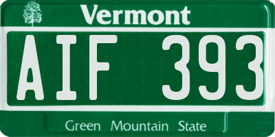 VT license plate AIF393