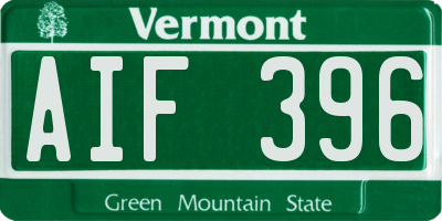 VT license plate AIF396