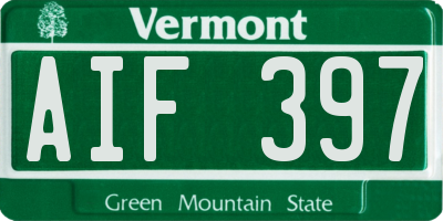 VT license plate AIF397