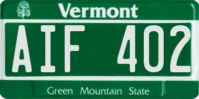 VT license plate AIF402