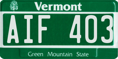 VT license plate AIF403