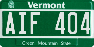 VT license plate AIF404