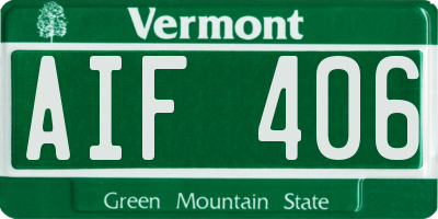 VT license plate AIF406