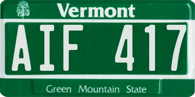 VT license plate AIF417