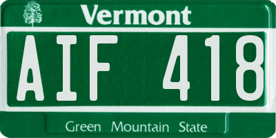 VT license plate AIF418