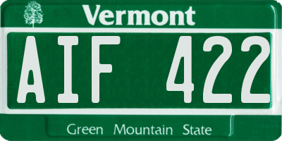 VT license plate AIF422