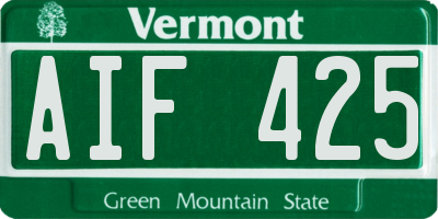 VT license plate AIF425