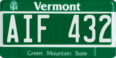 VT license plate AIF432
