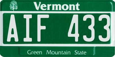VT license plate AIF433
