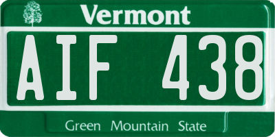 VT license plate AIF438