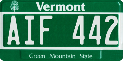 VT license plate AIF442