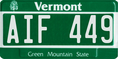 VT license plate AIF449