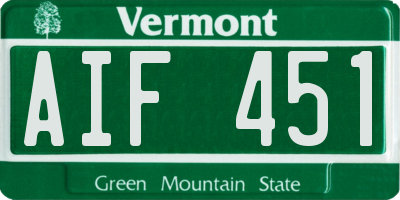 VT license plate AIF451