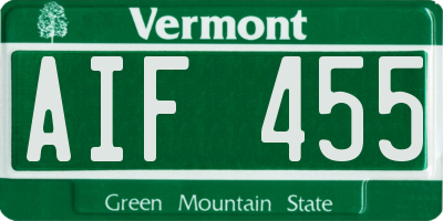 VT license plate AIF455