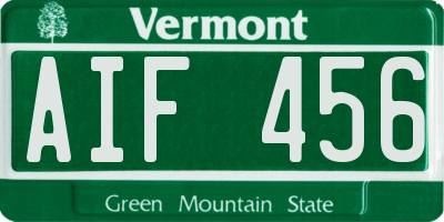 VT license plate AIF456