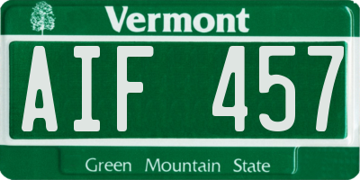 VT license plate AIF457
