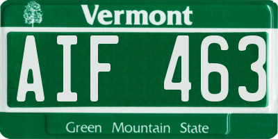 VT license plate AIF463