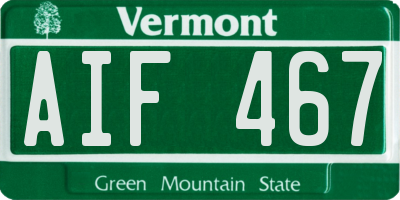 VT license plate AIF467