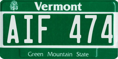VT license plate AIF474