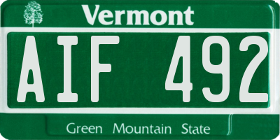 VT license plate AIF492