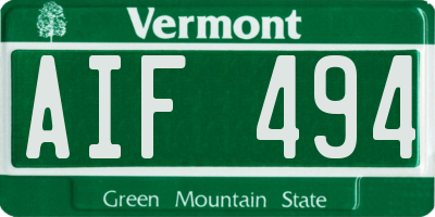 VT license plate AIF494