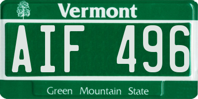 VT license plate AIF496