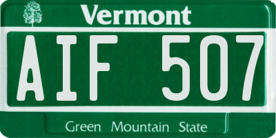 VT license plate AIF507