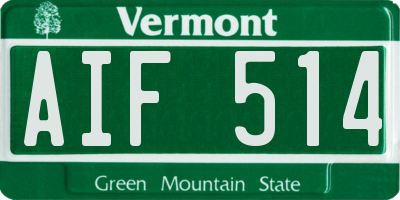 VT license plate AIF514