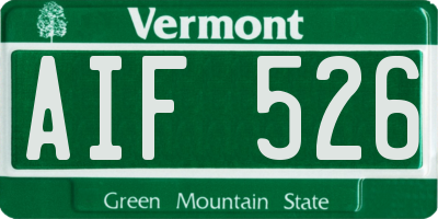 VT license plate AIF526