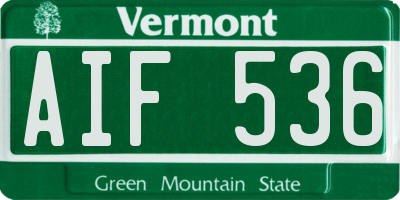 VT license plate AIF536