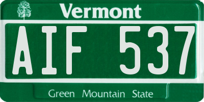 VT license plate AIF537