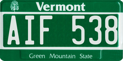VT license plate AIF538