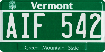 VT license plate AIF542