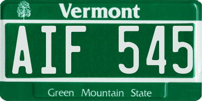 VT license plate AIF545