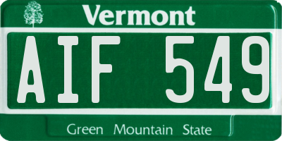 VT license plate AIF549